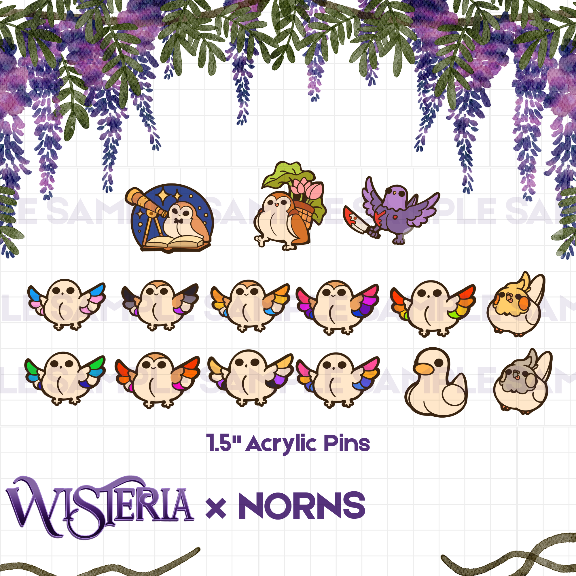 SaltyPokerFace Bird Acrylic Pins
